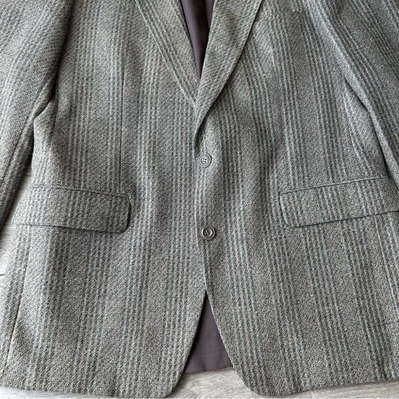 Vintage  Hyde Park Moores Union Made Striped Wool Silk Blend Blazer - Picture 6 of 15